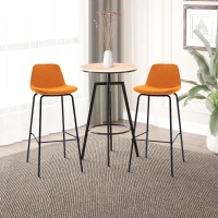 HOMCOM 29.5" Bar Stools Set of 2, Upholstered Extra Tall Barstools, Armless Bar Chairs with Back, Steel Legs, Orange(m-2)