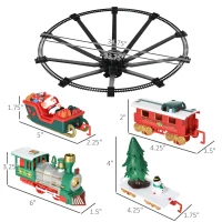 Qaba Christmas Train Set for Kids with 2 Playing Forms, Tree-mounted or Floor-playing Battery-Powered Christmas Train Toy Set with Sounds & Lights, Holiday Toy Gift for Kids 3-8 Years Old(m-3)