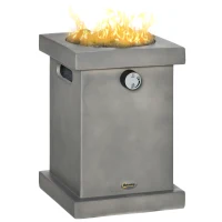 Outsunny Portable Outdoor Propane Fire Pit, Small Tabletop Fireplace, 10 Inch Square Gas Firebowl, 10,000 BTU, w/ Lava Rocks, CSA Certification, for Garden, Patio, Light Grey(m-1)