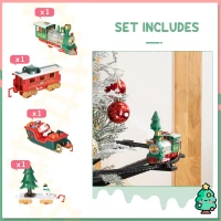 Qaba Christmas Train Set for Kids with 2 Playing Forms, Tree-mounted or Floor-playing Battery-Powered Christmas Train Toy Set with Sounds & Lights, Holiday Toy Gift for Kids 3-8 Years Old(m-7)