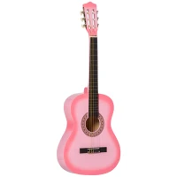 Soozier 36" Kids Acoustic Guitar Set with Easy Strings, Tuner, Picks, and Waterproof Case Included, Beginner Acoustic Guitar for Kids, Portable Acoustic Child Guitar, Pink(m-1)