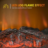 HOMCOM 26" Electric Fireplace Heater, Freestanding Fireplace Stove with Realistic LED Flames, Overheating Protection, 750W/1500W, Black(m-4)