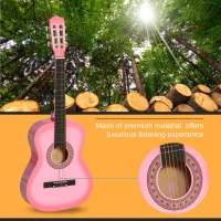 Soozier 36" Kids Acoustic Guitar Set with Easy Strings, Tuner, Picks, and Waterproof Case Included, Beginner Acoustic Guitar for Kids, Portable Acoustic Child Guitar, Pink(m-5)