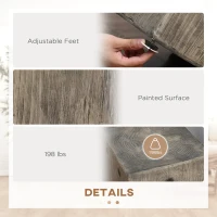 HOMCOM Concrete End Table Rustic Side Table with Wood Grain Finish for Indoors and Outdoors Natural(m-6)