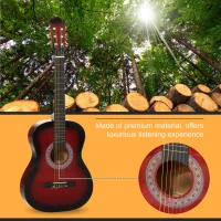 Soozier 36" Kids Acoustic Guitar Set with Easy Strings, Tuner, Picks, and Waterproof Case Included, Beginner Acoustic Guitar for Kids, Portable Acoustic Child Guitar, Wine Red(m-5)