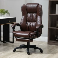 Vinsetto High Back Massage Office Chair with 6-Point Vibration, 5 Modes, Executive Chair, PU Leather Swivel Chair with Reclining Back, and Retractable Footrest, Brown(m-9)