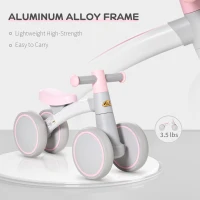 Qaba Baby Balance Bike for Toddlers 1-3 with Lightweight Design, No Pedal Bicycle Training Toy Little Kids Bike with Non-Slip Handlebars, Pink(m-5)