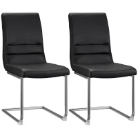 HOMCOM High-Back Dining Chairs Set of 2, PU Leather Accent Kitchen Chairs for Dining Room, Living Room with Bent Steel Base, Black(m-2)