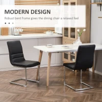 HOMCOM High-Back Dining Chairs Set of 2, PU Leather Accent Kitchen Chairs for Dining Room, Living Room with Bent Steel Base, Black(m-4)