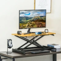Vinsetto 32'' Height Adjustable Sit Standing Desk Converter, Ergonomic Laptop Riser Workstation with Keyboard Tray(m-1)