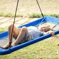 Outsunny 59'' Rectangle Tree Swing Large Children Platform Swing with Adjustable Hanging Ropes Steel Frame for Playground Backyard(m-9)