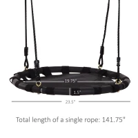 HOMCOM Hanging Tree Swing, Flying Platform Attaches to Tree or Existing Swing Set for Backyard and Heavy Duty, Black(m-3)