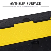 HOMCOM Durable Cable Protective Ramp Cover Rubber Floor Cord Protector Dual Channel with Flip-open Top Heavy Duty for Outdoor & Indoor Use Supports 44000lbs 3.3ft(m-7)
