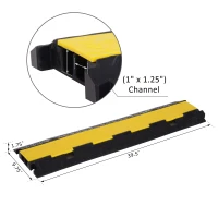 HOMCOM Durable Cable Protective Ramp Cover Rubber Floor Cord Protector Dual Channel with Flip-open Top Heavy Duty for Outdoor & Indoor Use Supports 44000lbs 3.3ft(m-3)