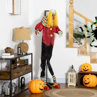 Outsunny 71" Life Size Outdoor Halloween Decorations Circus Clown, Animated Prop Animatronic Decor with Sound and Motion Activated, Light Up Eyes, Howling Sound, Multi-Colored(m-10)