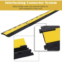HOMCOM Durable Cable Protective Ramp Cover Rubber Floor Cord Protector Dual Channel with Flip-open Top Heavy Duty for Outdoor & Indoor Use Supports 44000lbs 3.3ft(m-6)