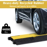 HOMCOM Durable Cable Protective Ramp Cover Rubber Floor Cord Protector Dual Channel with Flip-open Top Heavy Duty for Outdoor & Indoor Use Supports 44000lbs 3.3ft(m-8)