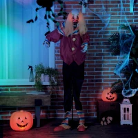 Outsunny 71" Life Size Outdoor Halloween Decorations Circus Clown, Animated Prop Animatronic Decor with Sound and Motion Activated, Light Up Eyes, Howling Sound, Multi-Colored(m-9)
