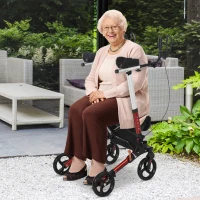 HOMCOM Folding Upright Rollator Walker Lightweight, Height Adjustment with Armrest, 1 Hand Folding Design with Removable Storage Bag, Crutch Holder Stand Up Walking Aid(m-1)