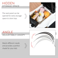 Aosom 3 in 1 Ride on Push Car Sliding Walking Car for Toddlers Kids with Sun Canopy, Horn Sound, Safety Bar, Cup Holder for 12-36 Months Boys Grils, White(m-5)