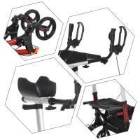 HOMCOM Folding Upright Rollator Walker Lightweight, Height Adjustment with Armrest, 1 Hand Folding Design with Removable Storage Bag, Crutch Holder Stand Up Walking Aid(m-9)