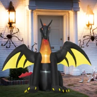 Outsunny 6ft Inflatable Halloween Giant Animated Fire & Ice Dragon with Wings, Blow Up LED Yard Display Indoor Outdoor for Garden, Lawn, Party, Holiday(m-8)