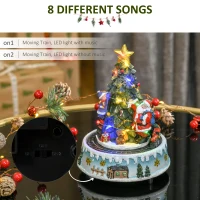 HOMCOM Animated Christmas Village with Relief Base Pre-lit Musical Collectable Decor with Moving Train Winter Wonderland Set for Indoor Holiday Displays(m-6)