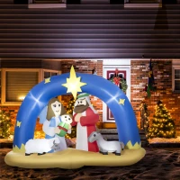 Outsunny 7ft Christmas Inflatables Outdoor Decorations Nativity Scene with Star of Bethlehem Archway, Blow-Up LED Yard Christmas Decor for Lawn Garden Party(m-2)