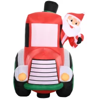 Outsunny 5ft Christmas Inflatables Outdoor Decorations Santa Claus Driving a Car with Snowman, Blow-Up LED Yard Christmas Decor for Party, Garden, Lawn, Holiday(m-10)