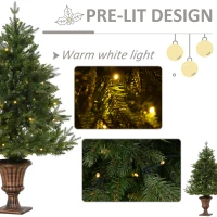 HOMCOM 4FT Artificial Tree Pre-Lit Holiday Home Christmas Decoration with Vase Base(m-6)