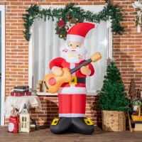 Outsunny 6ft Christmas Inflatables Outdoor Decorations Guitar-playing Santa Claus with Musical Notes Beard, Blow-Up LED Yard Christmas Decor for Lawn Garden Party(m-2)