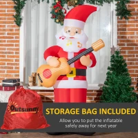 Outsunny 6ft Christmas Inflatables Outdoor Decorations Guitar-playing Santa Claus with Musical Notes Beard, Blow-Up LED Yard Christmas Decor for Lawn Garden Party(m-6)