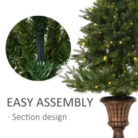 HOMCOM 4FT Artificial Tree Pre-Lit Holiday Home Christmas Decoration with Vase Base(m-7)