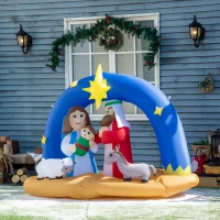 Outsunny 7ft Christmas Inflatables Outdoor Decorations Nativity Scene with Star of Bethlehem Archway, Blow-Up LED Yard Christmas Decor for Lawn Garden Party(m-9)