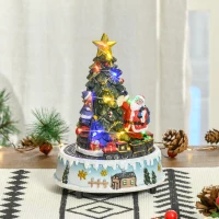 HOMCOM Animated Christmas Village with Relief Base Pre-lit Musical Collectable Decor with Moving Train Winter Wonderland Set for Indoor Holiday Displays(m-1)