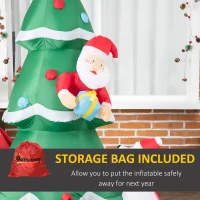 Outsunny 6ft Inflatable Christmas Tree Decorations with Santa Claus and A White Dog, Blow-Up Outdoor LED Yard Christmas Decor for Lawn Garden Party(m-5)