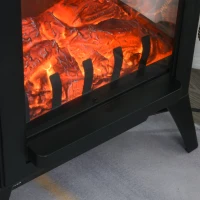 HOMCOM 23" Electric Fireplace Heater, Fire Place Stove with Realistic LED Flames and Logs and Overheating Protection, 750W/1500W, Black(m-11)