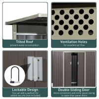 Outsunny 8.4ft x 4.7ft Steel Backyard Garden Utility Storage Tool Shed Kit Double Sliding Door Pent Roof, Grey(m-5)