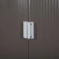 Outsunny 8.4ft x 4.7ft Steel Backyard Garden Utility Storage Tool Shed Kit Double Sliding Door Pent Roof, Grey(m-8)