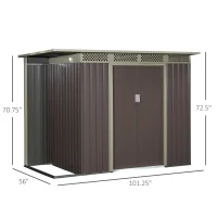 Outsunny 8.4ft x 4.7ft Steel Backyard Garden Utility Storage Tool Shed Kit Double Sliding Door Pent Roof, Grey(m-3)