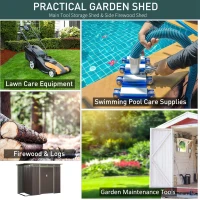 Outsunny 8.4ft x 4.7ft Steel Backyard Garden Utility Storage Tool Shed Kit Double Sliding Door Pent Roof, Grey(m-6)