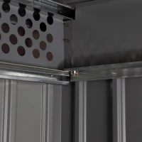 Outsunny 8.4ft x 4.7ft Steel Backyard Garden Utility Storage Tool Shed Kit Double Sliding Door Pent Roof, Grey(m-11)