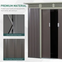 Outsunny 8.4ft x 4.7ft Steel Backyard Garden Utility Storage Tool Shed Kit Double Sliding Door Pent Roof, Grey(m-4)