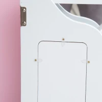 Qaba Kids Vanity Table & Chair Set, Wooden Princess Makeup Dressing Table, Pretend Play Vanity Set for Little Girls with Tri-folding Mirrors, Drawer, White(m-9)