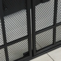 HOMCOM 3-Panel 49.25" W x 31.5" H Metal Mesh Screen Fireplace with Foldable Steel Spark Guard and Magnetic Doors, Black(m-13)