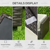 Outsunny 7-Piece Outdoor PE Wicker Patio Sofa Sets, Modern Rattan Conversation Furniture Set with Cushions & Table, Cream(m-8)