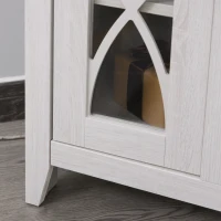 HOMCOM Electric Fireplace TV Stand for 50", Media Console Center Cabinet with 2 Shelves and 2 Cabinets with Adjustable Shelves for Corner, Distressed White(m-13)