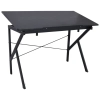 HOMCOM 47'' Drawing and Drafting Table, Art Craft Hobby Desk, Studio Desk, Angle Adjustable Top, Wood Surface for Drawing Painting Writing and Studying Black(m-2)