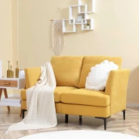 HOMCOM 54" Loveseat Sofa for Bedroom, Modern Love Seats Furniture, Upholstered Small Couch for Small Space, Yellow(m-1)