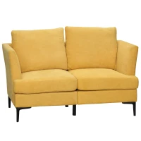 HOMCOM 54" Loveseat Sofa for Bedroom, Modern Love Seats Furniture, Upholstered Small Couch for Small Space, Yellow(m-2)